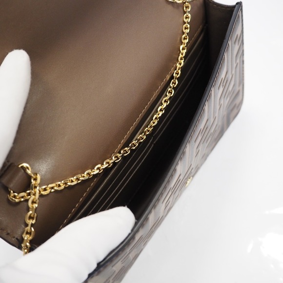 Fendi Chain Wallet FF Diamond Zucca Pattern Brown - Picture 9 of 13